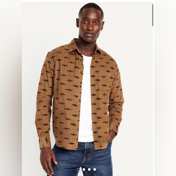 Fish print corduroy shirt NWOT - Picture 2 of 3